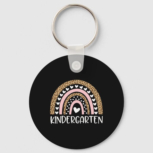 Kindergartener Lehrer Leopard Regenbogen Lehrer Ck Schlüsselanhänger (Vorderseite)