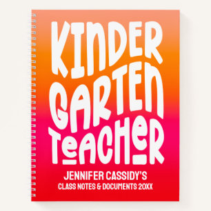 Kindergartener Lehrer Orange Rot Ombre Notizbuch