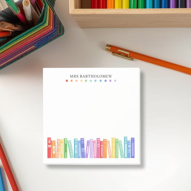 Kindergartener Lehrerin Regenbogen-Farb-Bücher Ben Post-it Klebezettel (Von Creator hochgeladen)