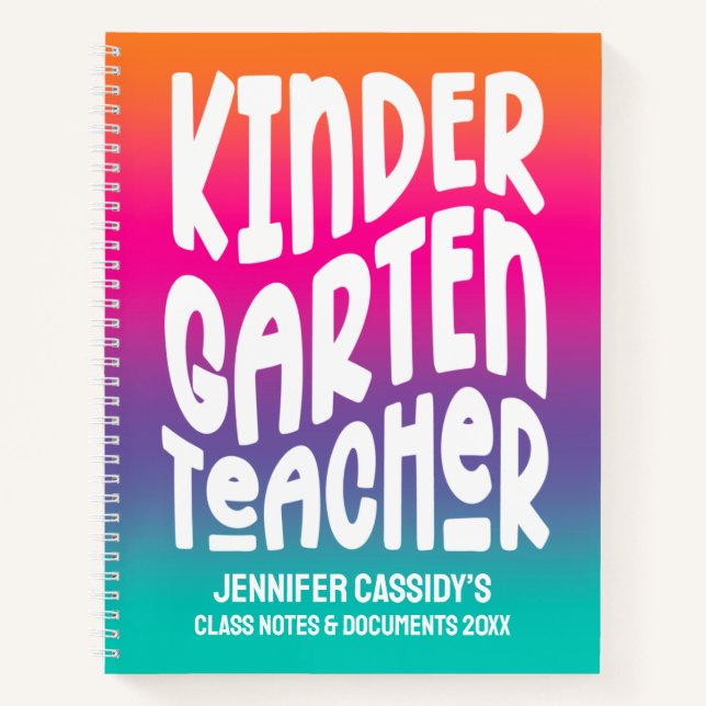 Kindergartenlehrer | Farbenfroh Ombre Notizbuch (Vorderseite)
