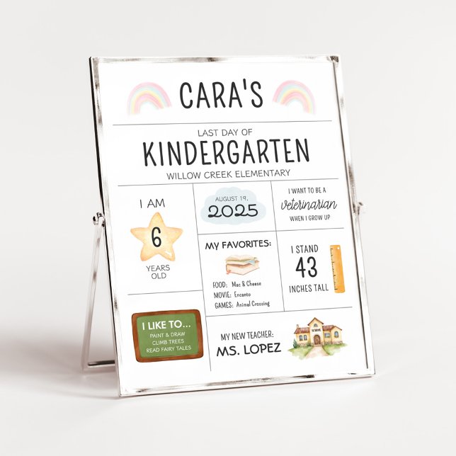 Kindergartenunterricht Poster (Kindergarten Last Day of School Sign)