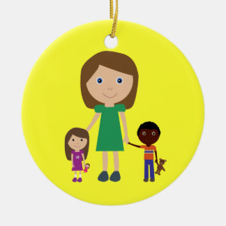 Kindergärtnerin-niedlicher Cartoon der Welt bester Keramikornament