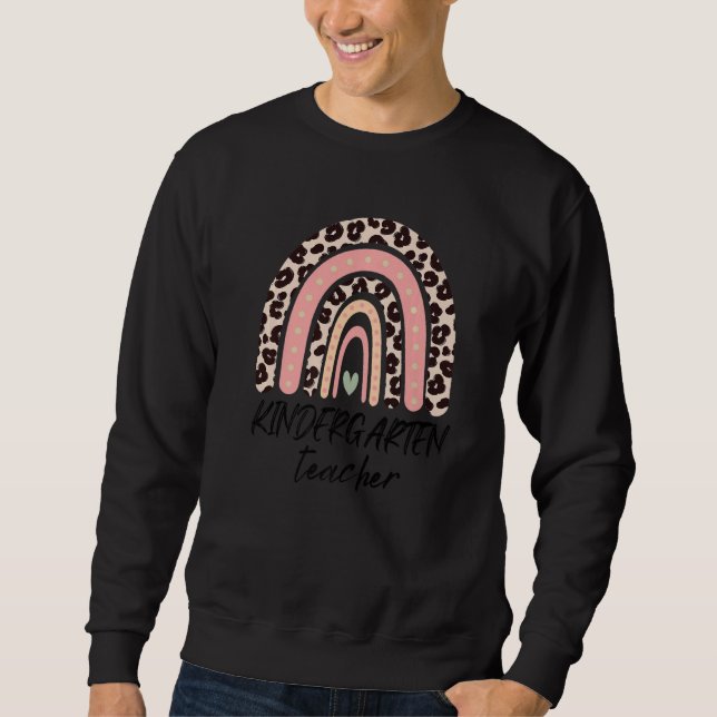 Kindergärtnerin Rosa Leopard Regenbogen Zurück Zu  Sweatshirt (Vorderseite)