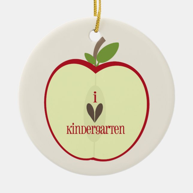 Kindergärtnerin-Verzierung - rotes Apple halb Keramikornament (Vorne)
