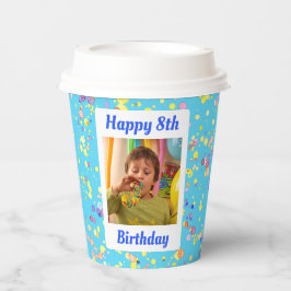 Kindergeburt Foto Wasserfarbe Confetti Thema Pappbecher