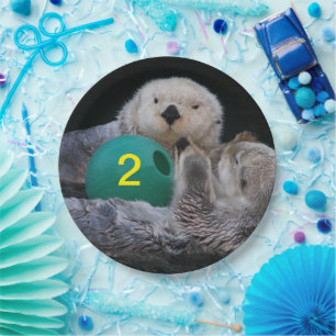 Kindergeburt Niedlich Sea Otters Foto Pappteller