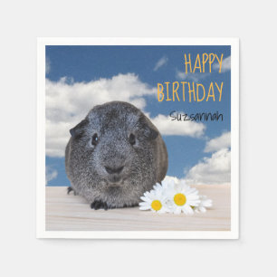 Kindergeburtsparty Daisies Gray Guinea Pig Serviette