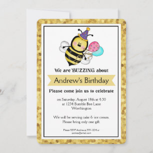 Kindergeburtsparty Little Bumble Bee d3 Einladung