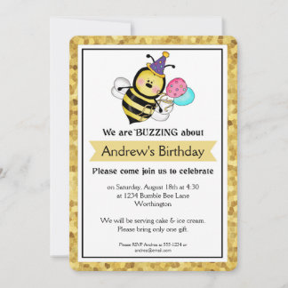 Kindergeburtsparty Little Bumble Bee d3 Einladung