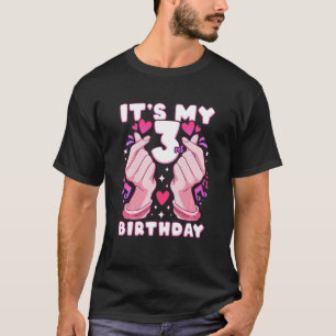 Kindergeburtstag 3 Jahre alt, K-Pop Fingerherz, Sa T-Shirt