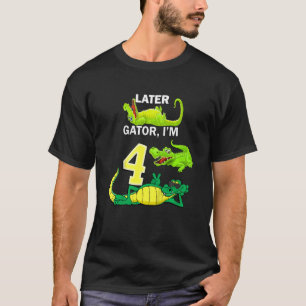 Kindergeburtstag 4 Jahre alter Spater Gator Coole  T-Shirt
