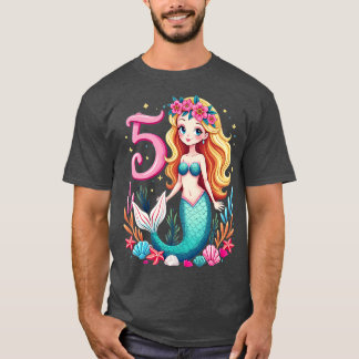 Kindergeburtstag 5 Meerjungfrau Mädchen Fünf 5 Jah T-Shirt