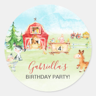 Kindergeburtstag "Aquarellbarnylard" und "Landtier Runder Aufkleber