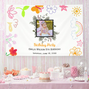 Kindergeburtstag-Banner Gelb und Lila Banner