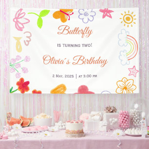 Kindergeburtstag Banner Lila & gelb