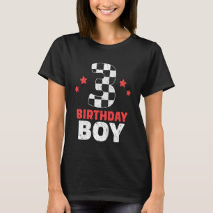 Kindergeburtstag Boy 3 Drei Rennfahne 3. Geburtsta T-Shirt