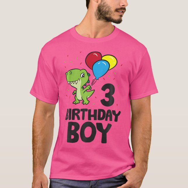 Kindergeburtstag Boy 3Rd Geburtstag Dinosaurier T-Shirt (Vorderseite)