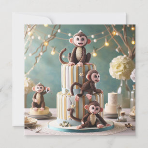 KINDERGEBURTSTAG CAKE MIT ADORABLE MONKEYS KARTE