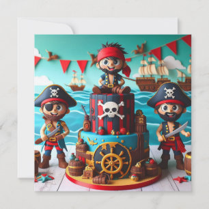 KINDERGEBURTSTAG CAKE MIT FUN PIRATES THEMA KARTE