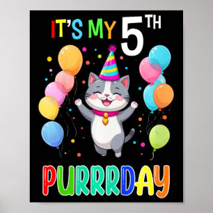 Kindergeburtstag Cat Shirt 5 Girls Boys 5th Birthd Poster