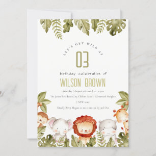 Kindergeburtstag der niedlichen wild lebenden trop einladung