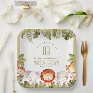 Kindergeburtstag der niedlichen wild lebenden trop pappteller