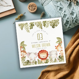 Kindergeburtstag der niedlichen wild lebenden trop serviette