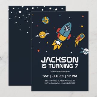 Kindergeburtstag der Raketenastronauten-Weltraumga Einladung