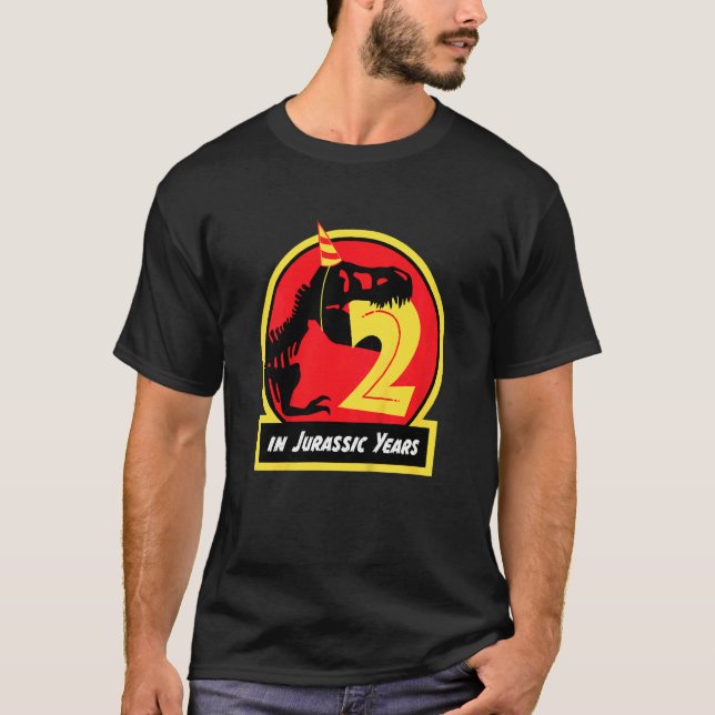 Kindergeburtstag Dinosaur 2 Jahre Jurassic Rex T-Shirt (Vorderseite)