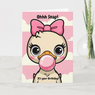 Kindergeburtstag Duck mit rosa Bow blasen Blase Fu Karte