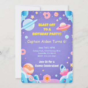 Kindergeburtstag Einladung Card Space Thema
