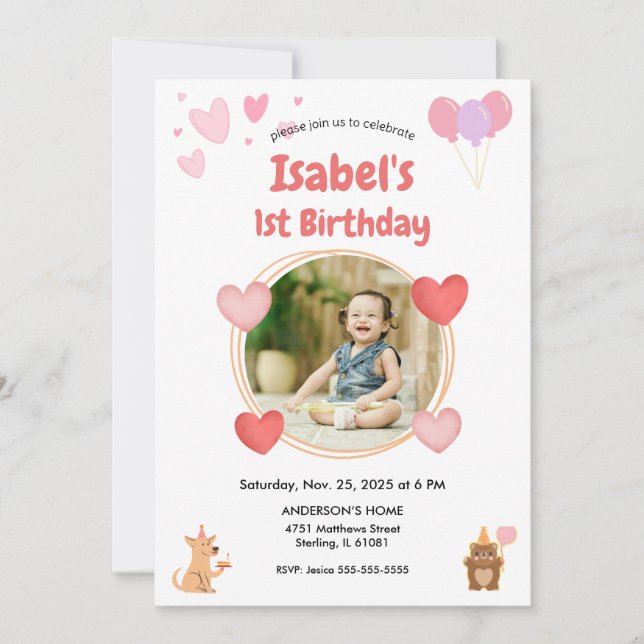 Kindergeburtstag Einladung mit Baby-Foto (Vorderseite)