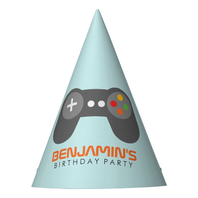Kindergeburtstag für coolen Videospielcontroller Partyhütchen (Vorderseite)