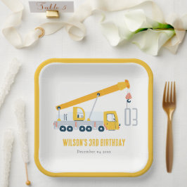 Kindergeburtstag für Kranfahrzeuge Pappteller