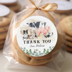 Kindergeburtstag für Landtiere Party Vielen Dank Runder Aufkleber