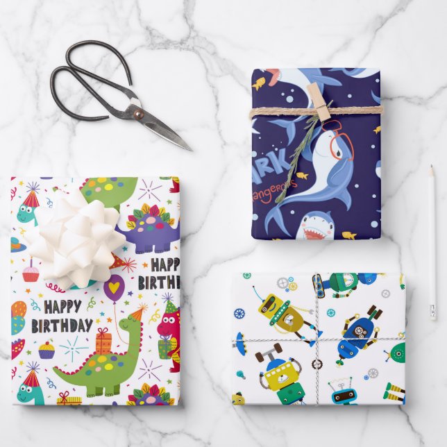 Kindergeburtstag Geschenkpapier Set (Vorderseite)