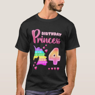 Kindergeburtstag Girl 4 Jahre alter Einhorn Pop It T-Shirt
