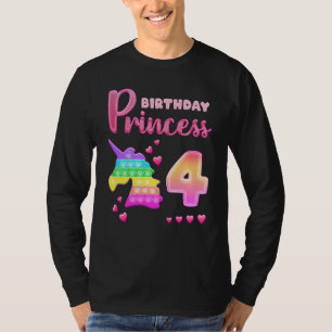 Kindergeburtstag Girl 4 Jahre alter Einhorn Pop It T-Shirt