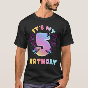 Kindergeburtstag Girl 5 Jahre alte Schmetterlinge  T-Shirt