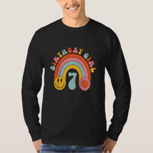Kindergeburtstag Girl 7 Groovy Retro Thema 7. Gebu T-Shirt