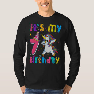 Kindergeburtstag Girl Unicorn 7th i'm 7 Jahre alt T-Shirt