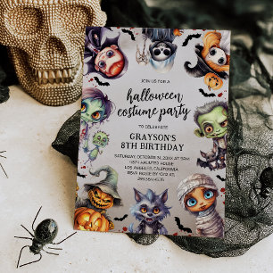 Kindergeburtstag Halloween Kostüm Party Einladung