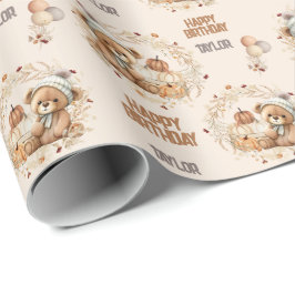 Kindergeburtstag Herbst Herbstbär 2. Geburtstag Geschenkpapier