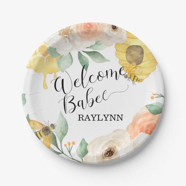 Kindergeburtstag, Honigbiene, Bienengewerbe Pappteller (Vorderseite)