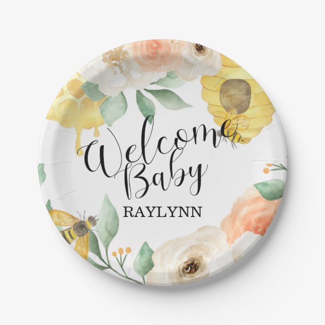 Kindergeburtstag, Honigbiene, Bienenpapier Pappteller (Vorderseite)