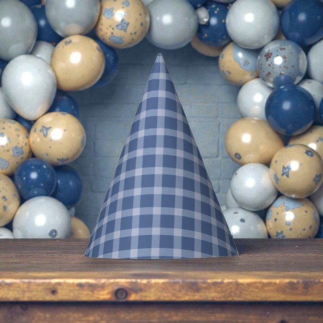 Kindergeburtstag in Blau Gingham Partyhütchen (Von Creator hochgeladen)