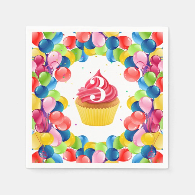 Kindergeburtstag JEDER ALTER Kuppelkuchen Ballons  Serviette (Vorderseite)