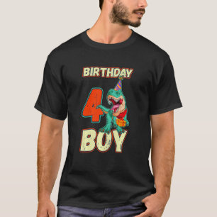 Kindergeburtstag Junge 4 Jahre alt Dinosaurier Rex T-Shirt