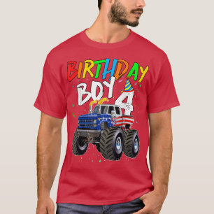 Kindergeburtstag Junge 4 Jahre alter Monster LKW F T-Shirt