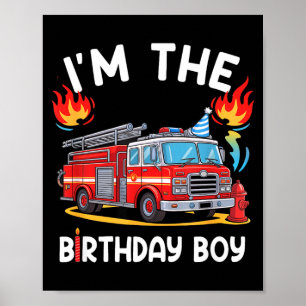 Kindergeburtstag Junge Feuerwehrwagen Feuerwehrman Poster